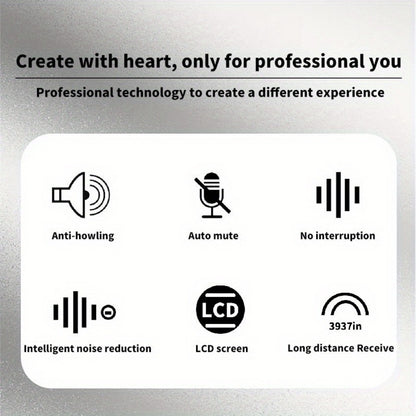 Recording Microphone, Wireless, 6.35mm, Dual, Channel for Recording and Streaming