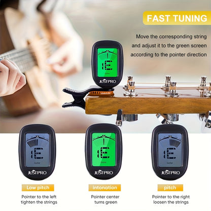 Guitar Tuner with Semitone Tuning Mode, Suitable for Acoustic/Electric Guitars, Bass, Ukulele. Portable Models Ideal for Practice And Performances. Preferred Additions for Musical Instruments