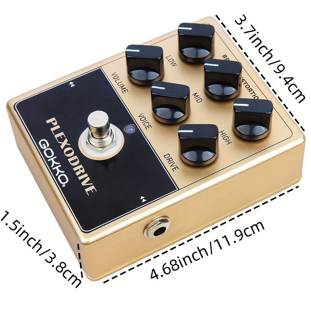 [British Sound Simulator] GOKKO Plexi in a Box Pedal - British Sound Simulator with Amp Emulation, Distortion & Overdrive Effects Suitable for Guitar, Iconic Plexi Tone, Knob-Controlled, Compatible for Guitarists & Musicians (GK-36)