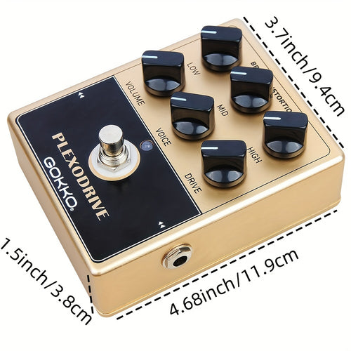 [British Sound Simulator] GOKKO Plexi in a Box Pedal - British Sound Simulator with Amp Emulation, Distortion & Overdrive Effects Suitable for Guitar, Iconic Plexi Tone, Knob-Controlled, Compatible for Guitarists & Musicians (GK-36)