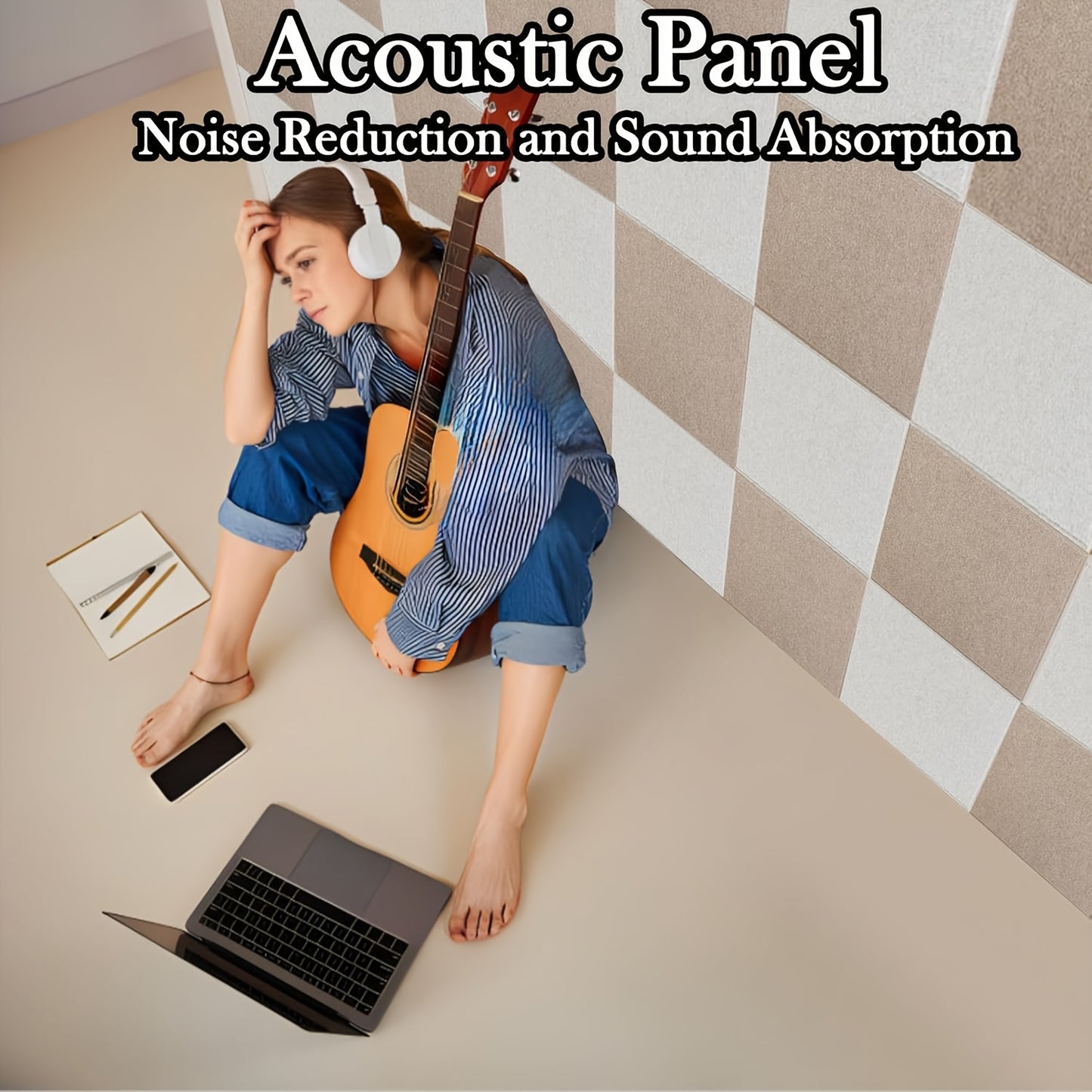 6pcs Acoustic Panels Self-Adhesive with Adhesive Backing, 26. 3" X 12" X 0. 4" Decorative Sound Proof Panels, Wall And Ceiling Acoustical Treatment Tiles, Art Acoustic Panels, Great to Reduce Echo And Noise for Home And Office