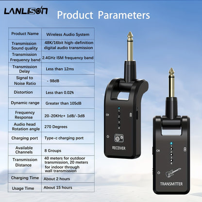 Wireless Instrument System, 4GHz, 2.4 GHz Wireless for Wireless Connection Between A