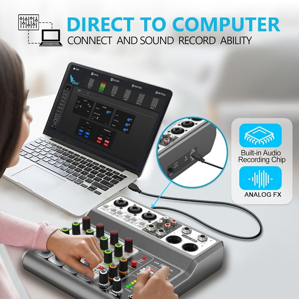 USB Audio Interface, Wireless, USB, Aveek, Professional, Mixer for Recording and Streaming