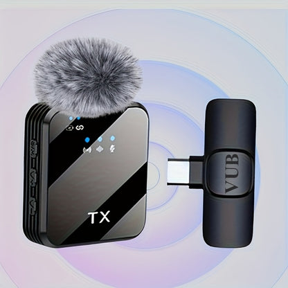 Recording Microphone, Condenser, Wireless, USB-C, Professional, Lavalier for Recording