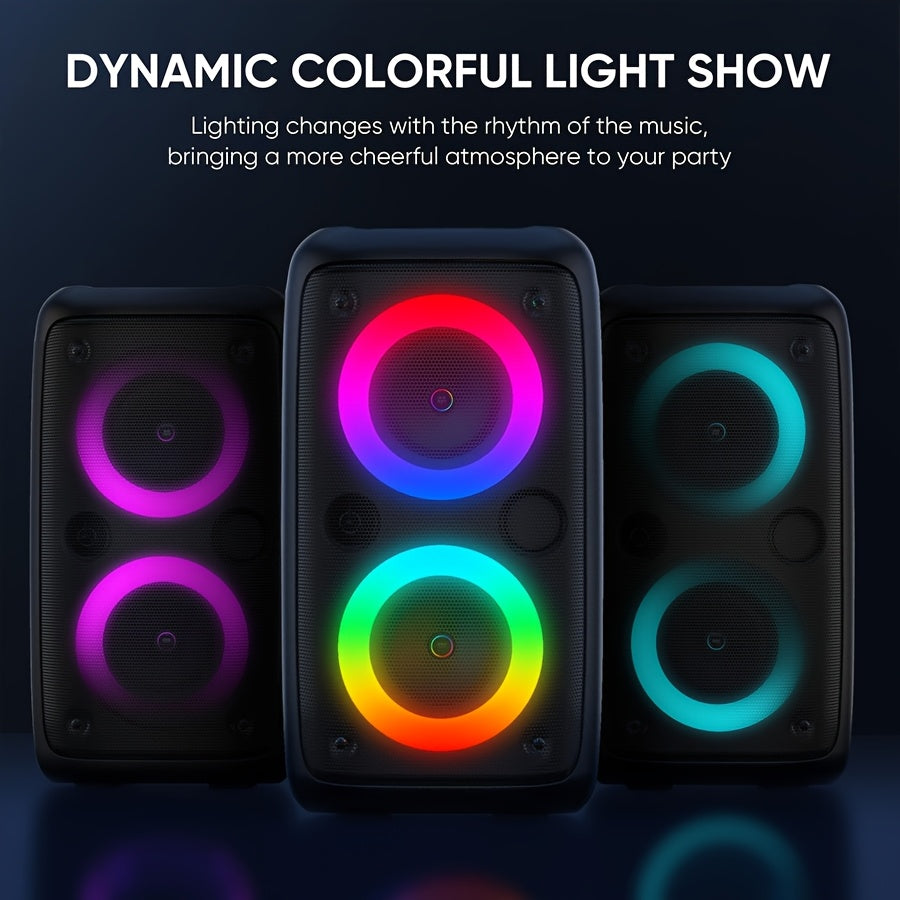 Wireless Speaker Portable Wireless Karaoke Speaker | Sleek, Compact High-Power Subwoofer Speaker with 1200mAh Battery, Supports TF Card & USB, Modern Sound Quality, Christmas Atmosphere, Black ABS Material, Tabletop Mount, Button Control