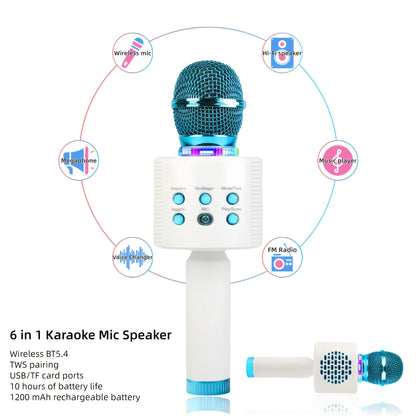 Wireless Karaoke Microphone Speaker with LED Lights And Fun Voice Changer - Portable Singing Mic for Outdoor Parties And Family Gatherings, Stereo Home Karaoke for Travel, Car, And Camping - Fun Summer Party Accessory, Birthday Gift