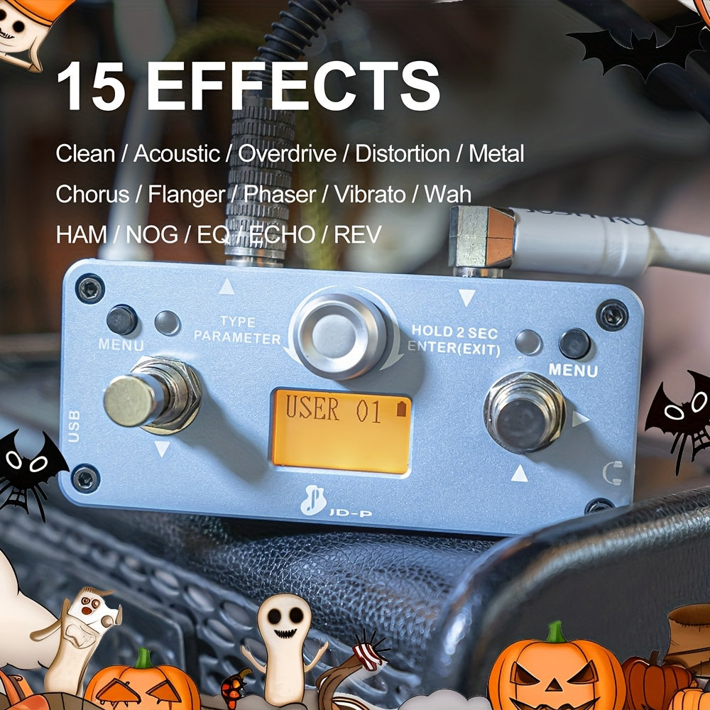 Compact Rechargeable Guitar Effects Pedal Featuring 16 User Modes And 15 Different Effects