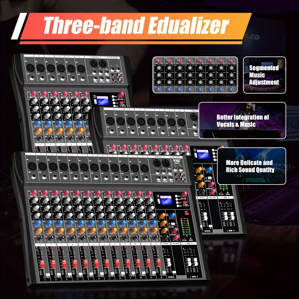 Audio Mixer, USB, Professional, 12-Channel, Controller for Live Sound
