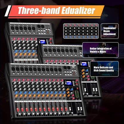 Audio Mixer, USB, Professional, 12-Channel, Controller for Live Sound