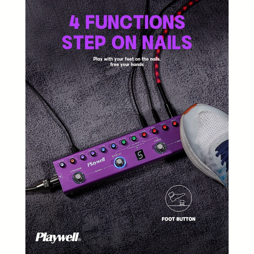 Guitar Effects Pedal, Wireless, Playwell, Multi for Electric Guitar Or Bass Tone Shaping