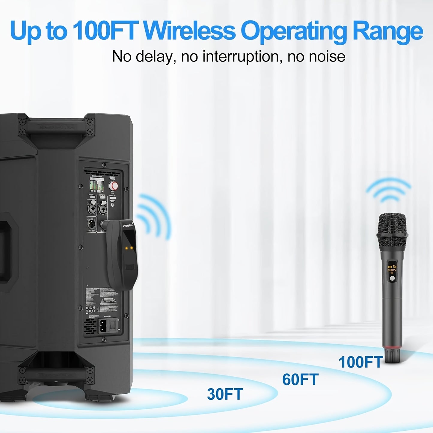 Rechargeable Wireless Microphones, Aveek Karaoke Handheld Microphone with Receiver, Microphones for Singing, Karaoke Machines, DJ, Party, Church, Wedding, Speech Wireless Microphones for Karaoke