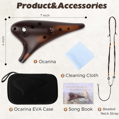 Ceramic Ocarina, Forest, Whisper, Hole for Melody Practice for Home Practice, Rehearsal