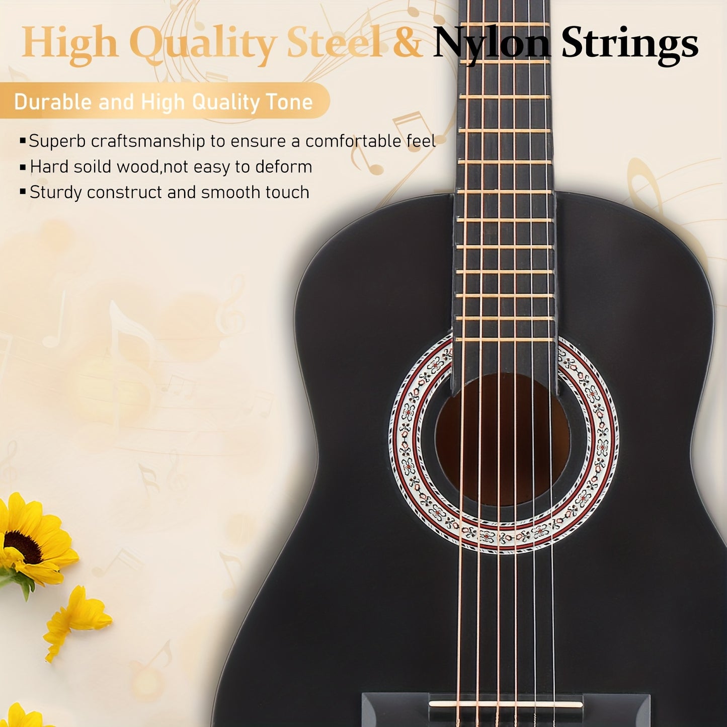 Glarry 30-Inch Acoustic Guitar, 1/4 Size Guitar, Basswood Body, "D" Style, with Tuner, Folk Guitar Kit with Complete Additions, with Picks, String, Gig Bag, ALL-IN-ONE for Beginner, Birthday/Christmas Gift for Music Lovers