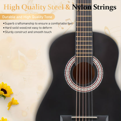 Glarry 30-Inch Acoustic Guitar, 1/4 Size Guitar, Basswood Body, "D" Style, with Tuner, Folk Guitar Kit with Complete Additions, with Picks, String, Gig Bag, ALL-IN-ONE for Beginner, Birthday/Christmas Gift for Music Lovers