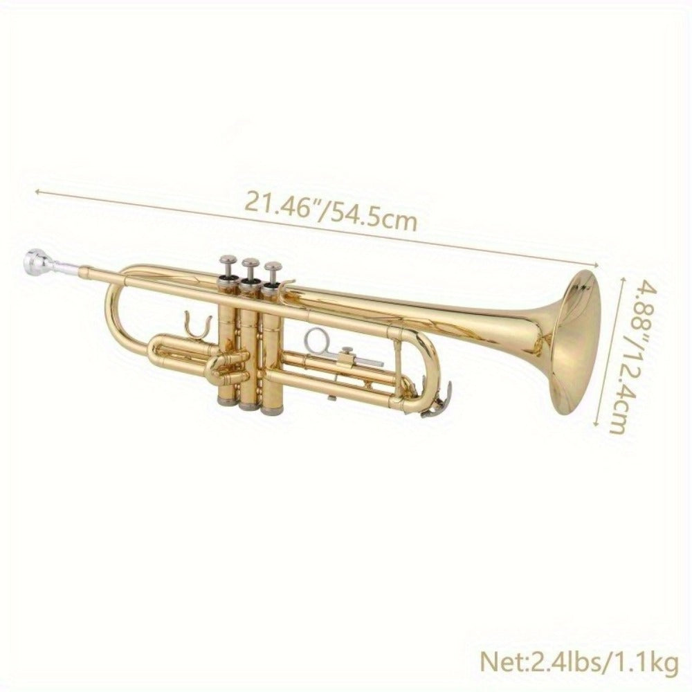 B-Flat Trumpet, 0.08mm, 8.7 cm, Ideal, Beginner, Musicians for School Band