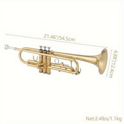 B-Flat Trumpet, 0.08mm, 8.7 cm, Ideal, Beginner, Musicians for School Band