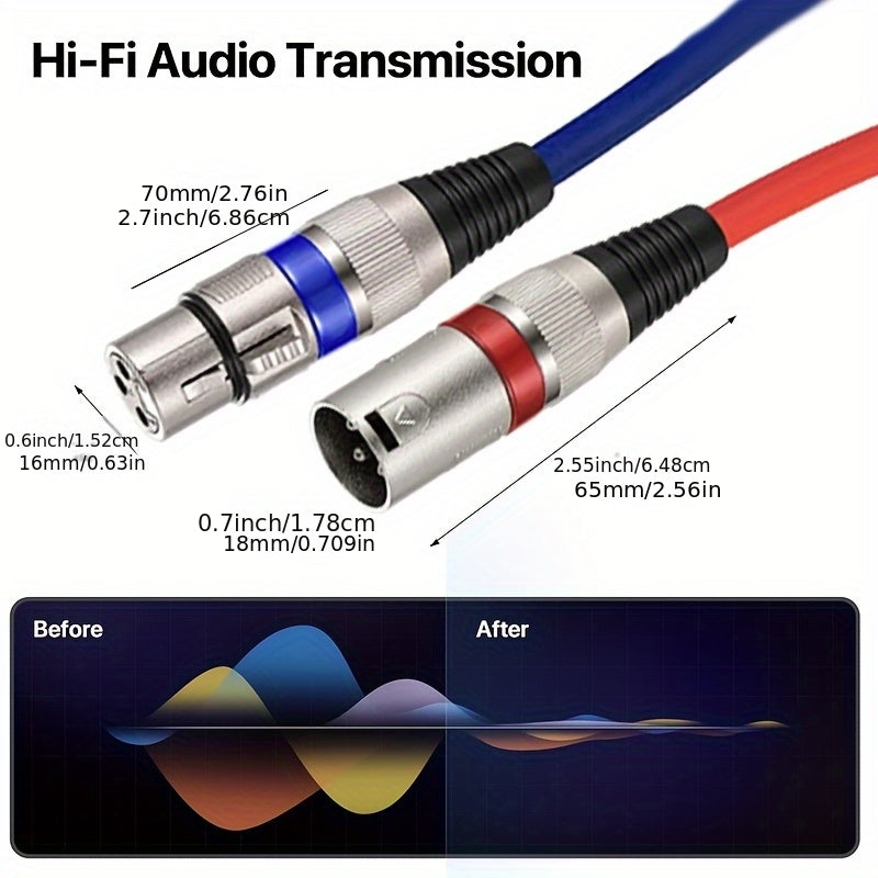 4-Pack QIDUOHAO High-Quality Microphone Cables, 6 Inch, 10 Inch, 15 Inch, 30 Inch, 50 Inch Sizes, Professional Equipment, High-Quality XLR Cable - XLR-A Male to C Male Microphone Stage Jumper, Model, Graduation Season, Father's Day, Birthday Gift