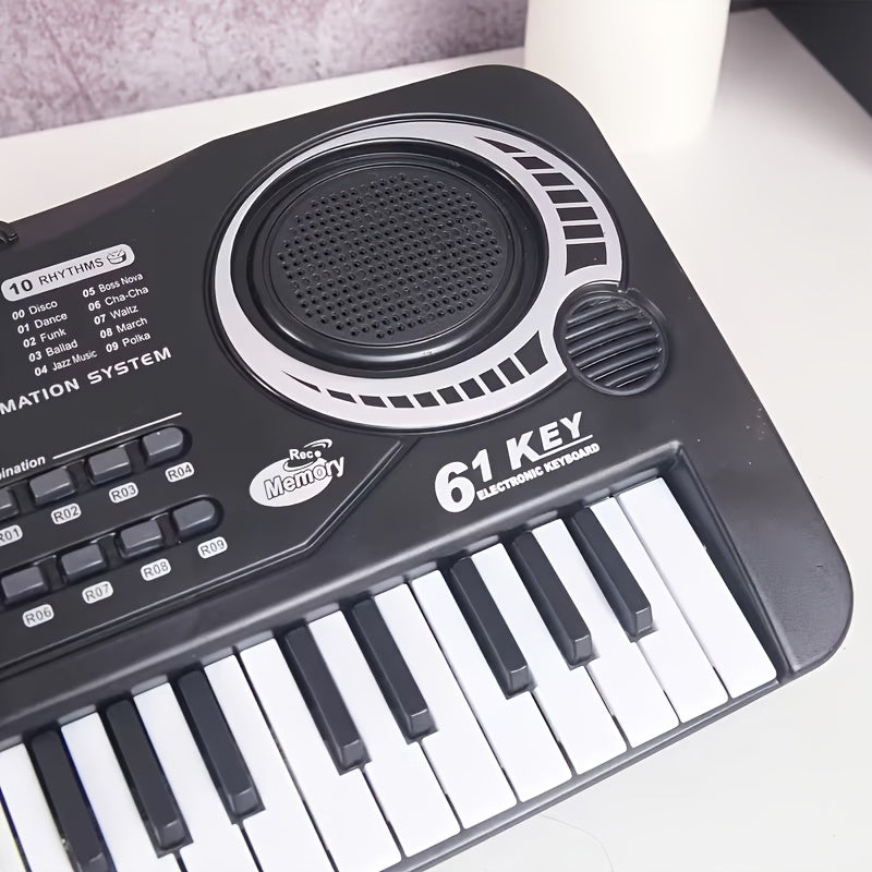 61-key Portable Electronic Organ - 16 Tones, 10 Rhythms, Microphone, Free Sheet Music Included, USB Power Supply (no Battery Required) - The Perfect Educational Christmas And Birthday Gift for Beginners And Children