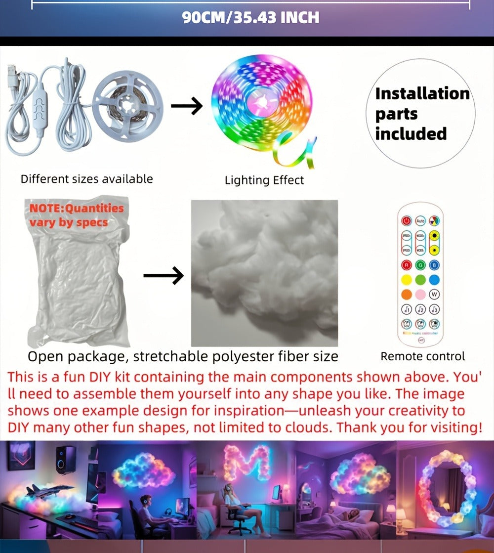 LED Stage Light, RGB, Wireless, Thunder, Cloud, DIY for Stage and Party Lighting