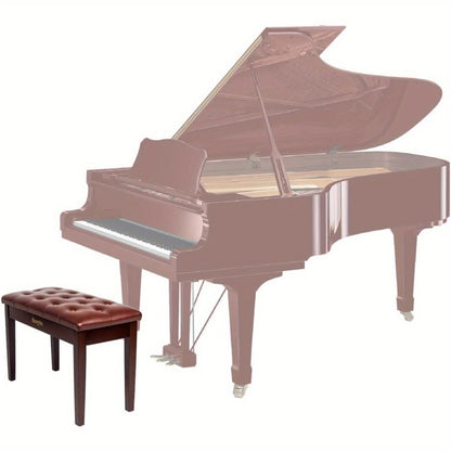 Bonnlo Wooden Double/ Duet Piano Bench with Storage and Thick Cushion Faux Leather Padded Piano Stool Artist Duet Seat- Black/ Brown Piano Chair