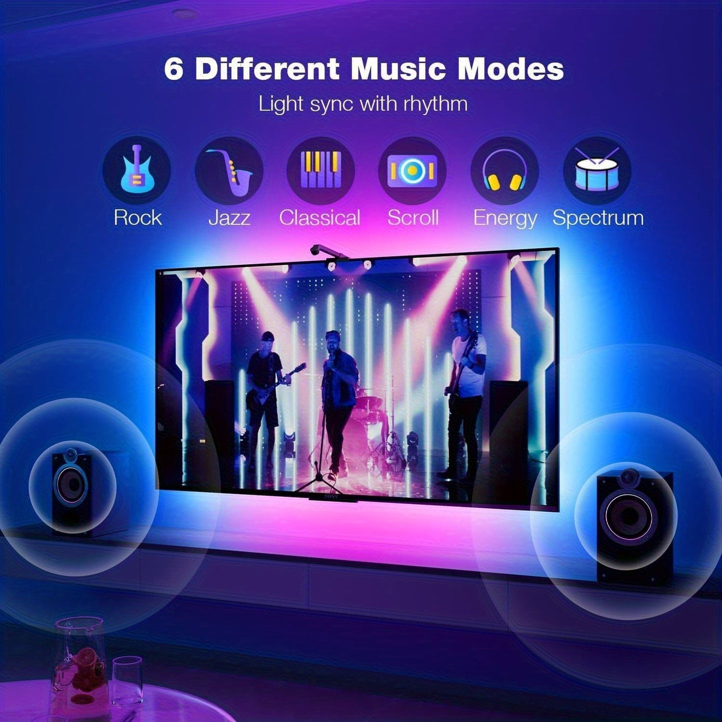 AMILL 149.6INCH LED Office Cabinet Light with TV Intelligent Fill Light, Remote Control Operation Suitable for 55-65 Inch TV, Suitable for Office TV Atmosphere Decoration