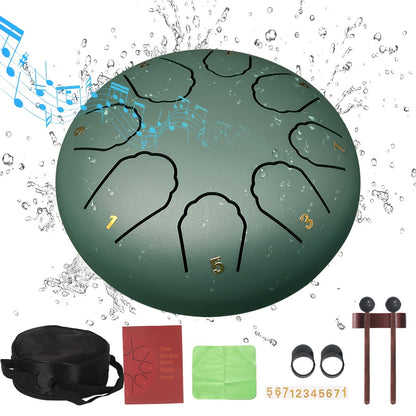 Rain Drum 11 Notes 8 Inches Steel Tongue Drum for Outside Garden with Drum Bag, Music Book, Drum Mallets, Mallet Holder, Steel Drum for Yoga, Meditation, Prenatal Education
