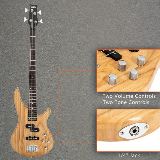 GIB Electric Bass Guitar Full Size 4 String Burlywood