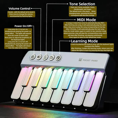 Mini Electronic Pocket Piano- Portable Handheld Musical Instrument, Lightweight Digital Keyboard for Beginners, Travel Practice& Music Creation