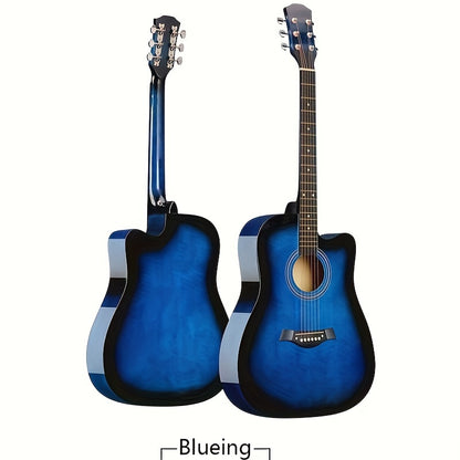 This Is a Comprehensive Acoustic Guitar Designed for Novice Players, Measuring 41 Inches. It Is Ideal for Those Starting Out And Comes with Essential Additions Like Guitar Strings, a Carrying Bag, a Pick