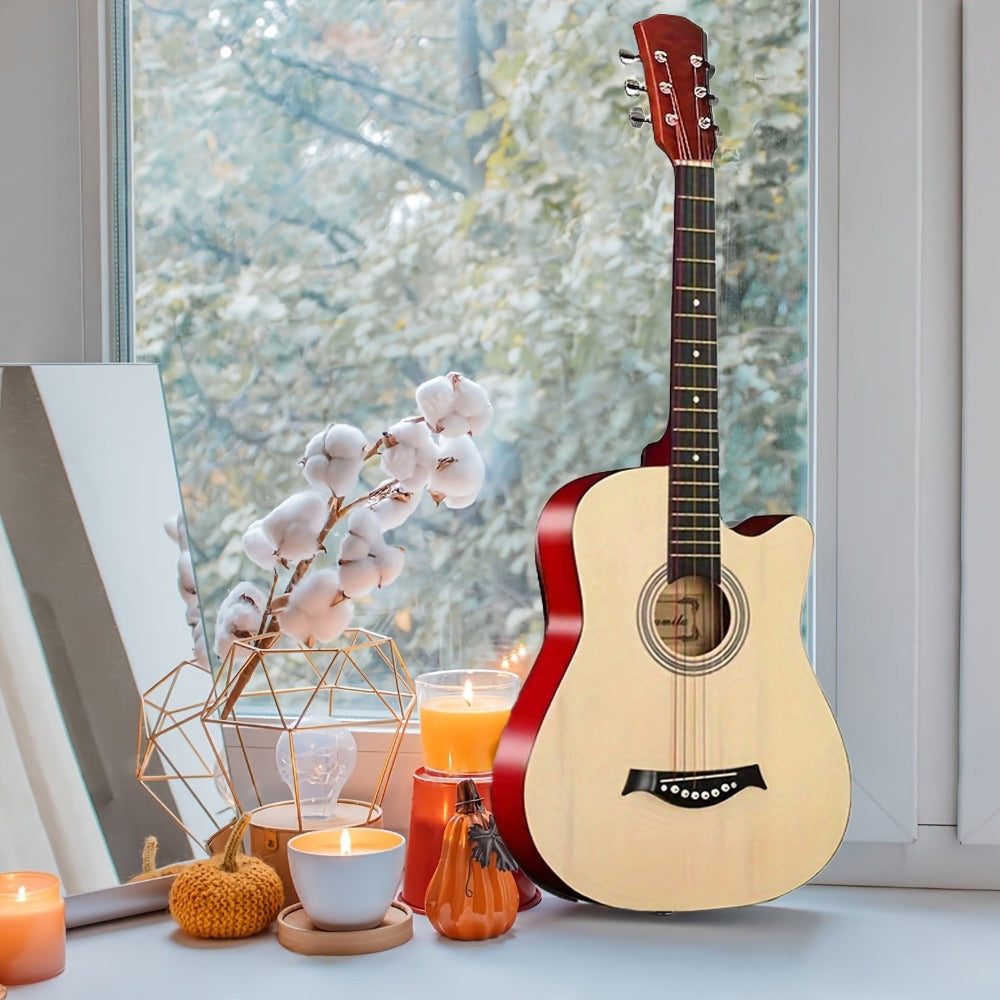 38-Inch Cutaway Acoustic Guitar Kit with Nylon Strings and Gig Bag