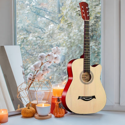 38-Inch Cutaway Acoustic Guitar Kit with Nylon Strings and Gig Bag