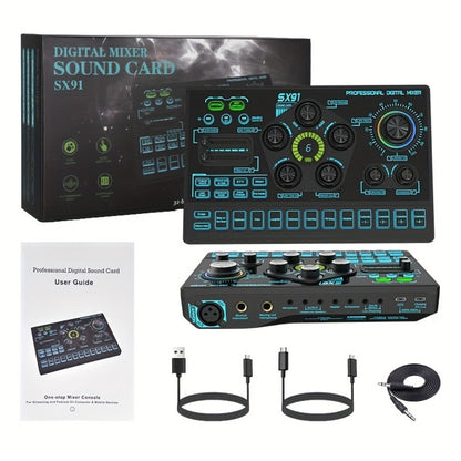 Audio Mixer, RGB, USB, Professional, Console for Live Sound for Home Practice, Rehearsal