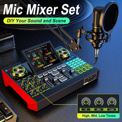 Podcast Equipment Bundle, Recording Studio Package with Voice Changer, Live Sound Card - Audio Interface for Laptop Computer Vlog Living Broadcast Live Streaming Plug And Play PC Computer Kit with Professional Chipset For, Gaming, Singing