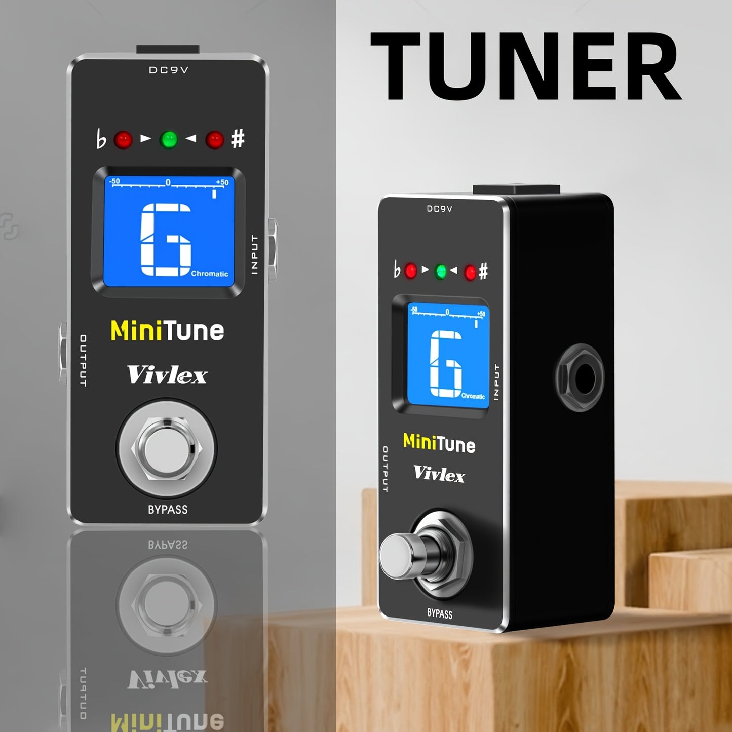 Tuner Guitar Pedal, Chromatic Guitar Tuner Pedal With Pitch Indicator For Electric Guitar And Bass True Bypass, Note That The Power Supply Is Not Included.
