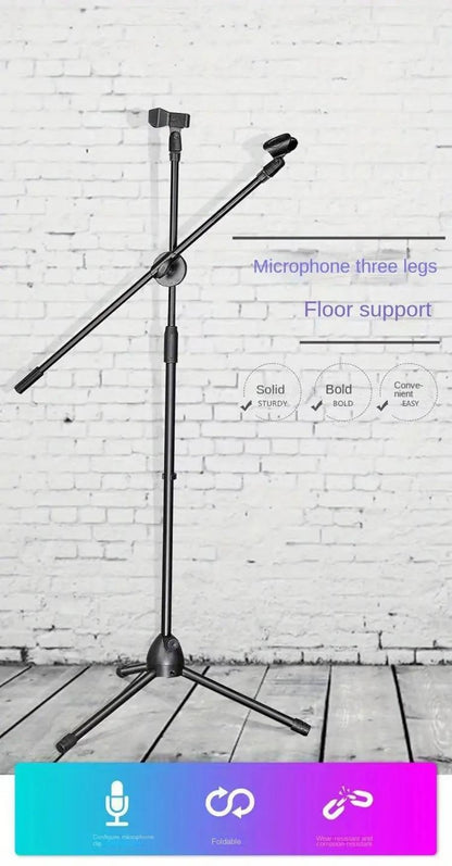 Adjustable Tripod Microphone Boom Stand for Studio, Podcast and Stage