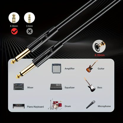 [Pro Audio Guitar Cable] 10ft/20ft/33ft Guitar Cable | 1/4 Instrument Cable for Electric Bass Guitar, Electric Mandolin, Pro Audio