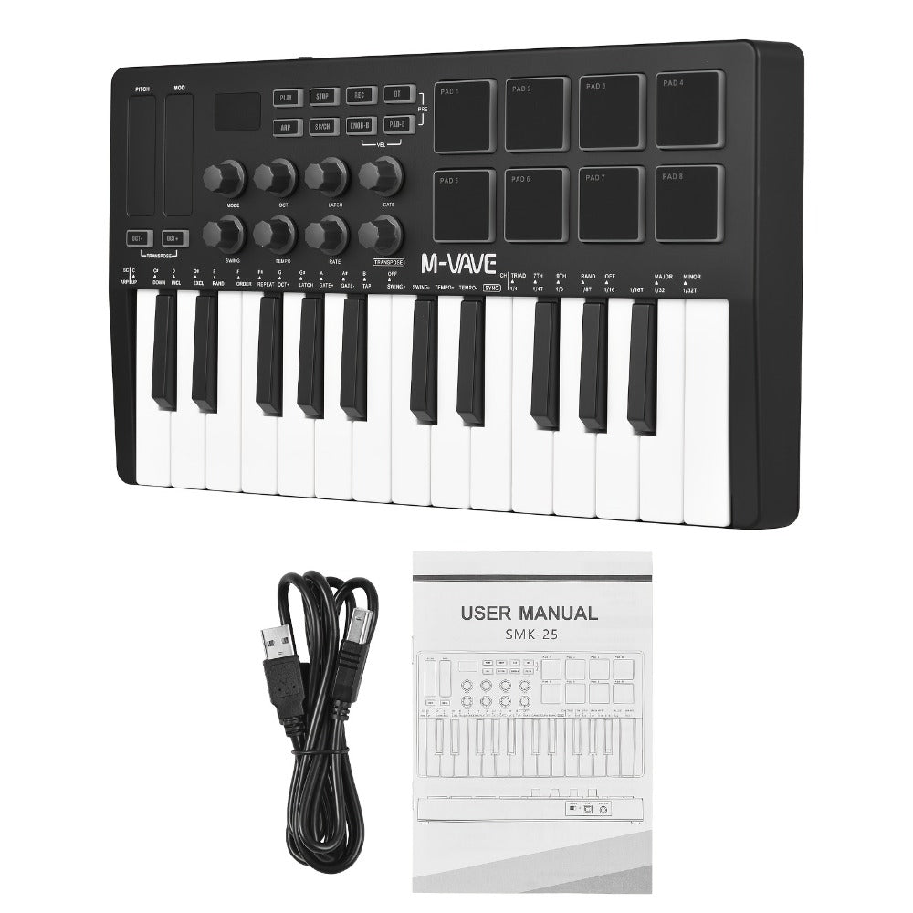 MIDI Pad Controller, RGB, Wireless, M-VAVE, 25-Key, Keyboard for Music Production