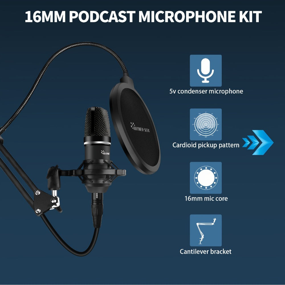 USB Audio Interface, Rechargeable, USB, Hayner-Seek, Podcast for Recording and Streaming