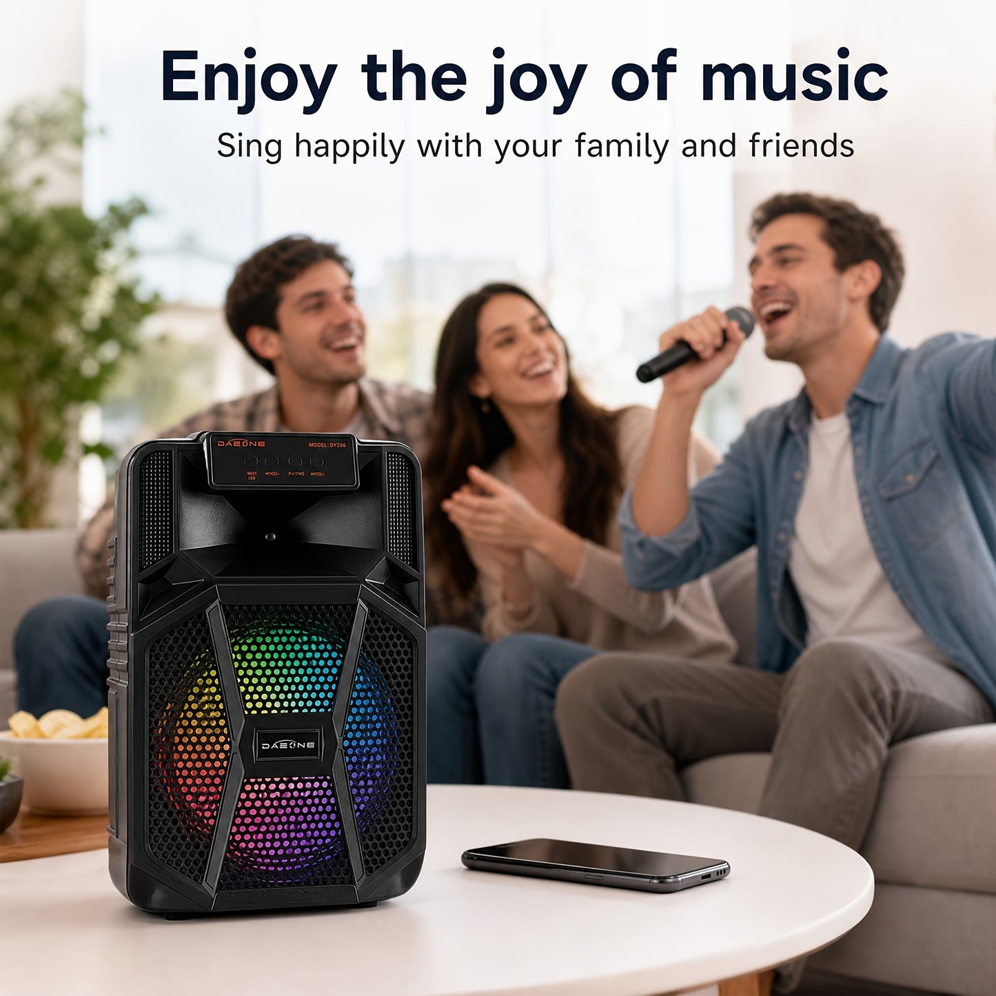 [Portable PA System] Portable Wireless PA Speaker System-Double 6.5'', Single 8'' Indoor/Outdoor Wireless Speaker Portable PA System-RGB for Party Lights, USB SD Card Reader, FM Radio, Rolling Wheels-Wired Microphone, Remote - Perfect For Party, DJ, Weddi