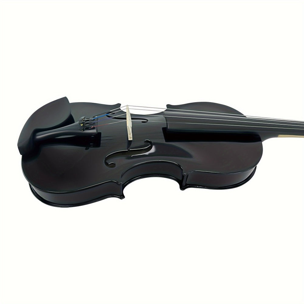 Full Size 4/4 Violin Kit, Black Beginner Violin with Hard Case and Bows