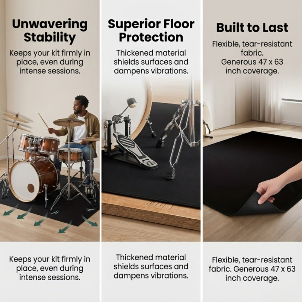 Non-Slip Drum Mat, 47 x 63-Inch Floor Pad for Acoustic and Electronic Kits