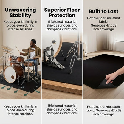 Non-Slip Drum Mat, 47 x 63-Inch Floor Pad for Acoustic and Electronic Kits