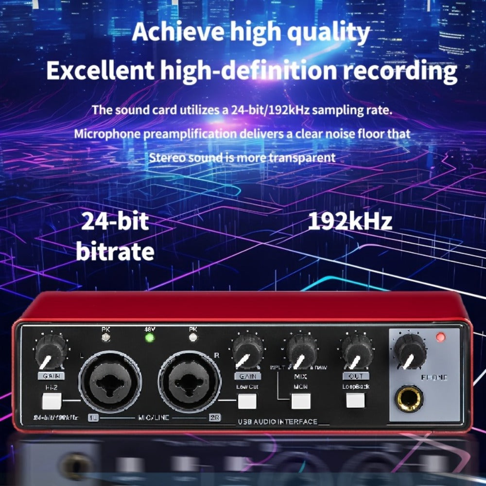 2-Channel USB Audio Interface, 24-Bit/192kHz with 48V Phantom Power