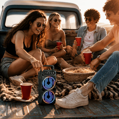 Professional Speaker, Portable Party Speaker, Subwoofer, High-Fidelity Stereo Speaker, Speaker, Equipped with LED Light Show, Compatible with BT/USB/TF Card/Fm/Tws/Aux, Professional Karaoke. Outdoor, Travel, Party Supplies