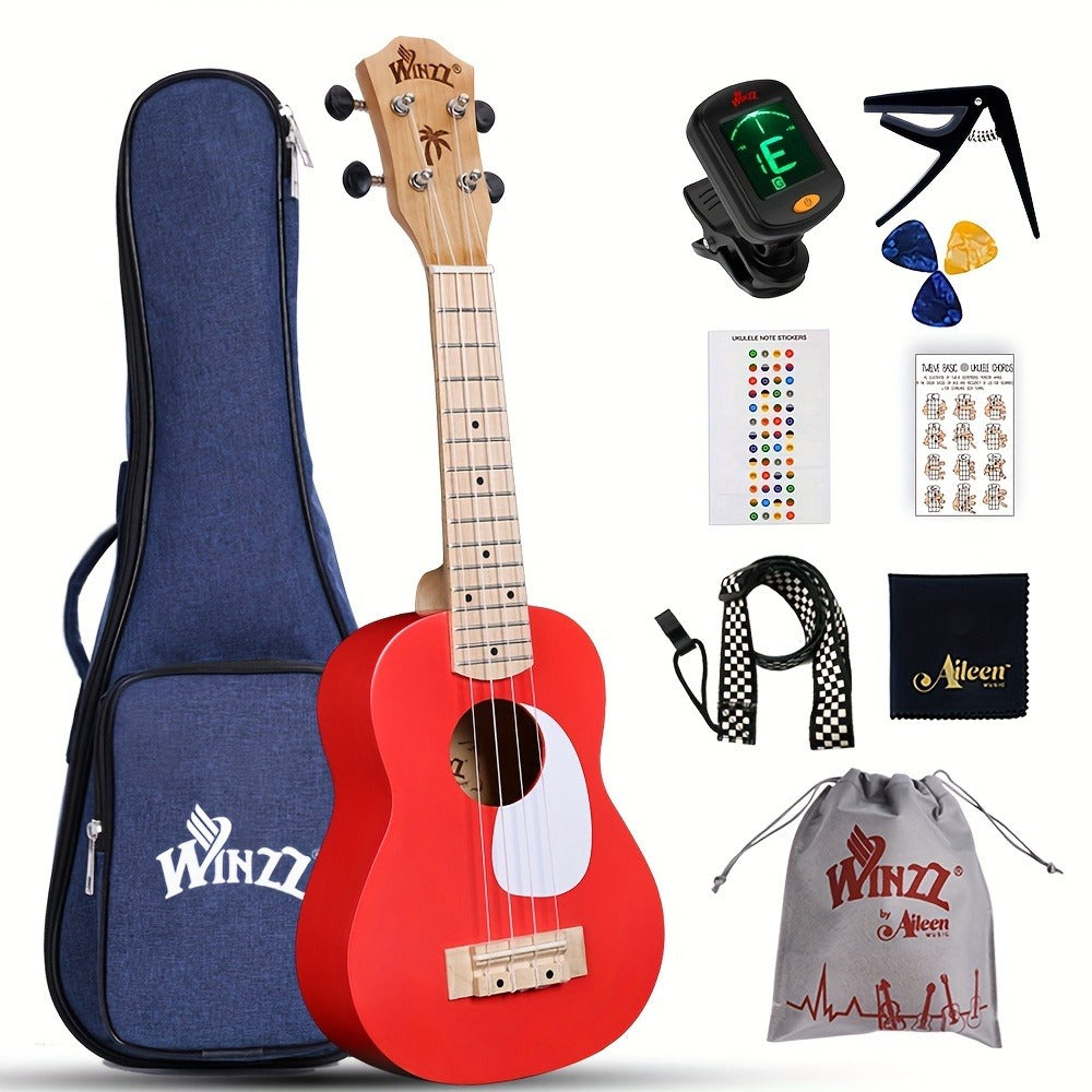 Soprano Ukulele, Portable, 21 Inch, WINZZ, TG-U2, Inch for Lessons and Practice
