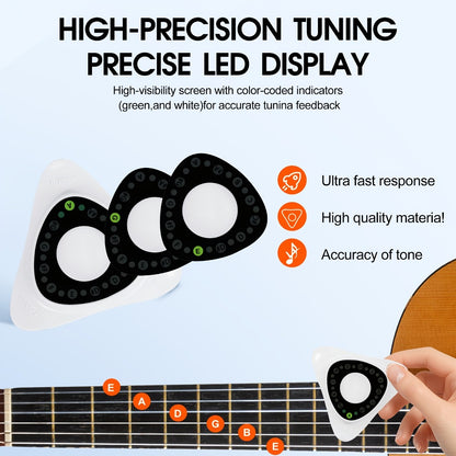 Chromatic Instrument Tuner, 1.0mm, Guitar, Pick, 4-in-1 for Guitar and Bass Tuning