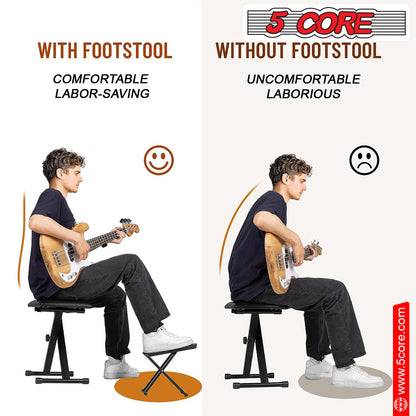 5 Core Guitar Foot Stool Height Adjustable Folding Leg Rest Portable Classical Footrest