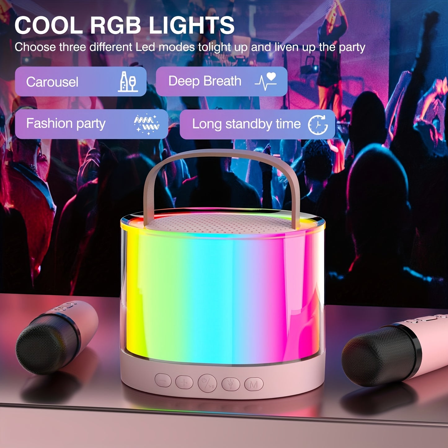 Mini Karaoke Machine, A Popular Birthday Gift In 2025, Portable Wireless Speaker, Equipped With 2 Wireless Microphones, Premium Songs, Dazzling Lights, Family Gatherings, Holiday Gift.