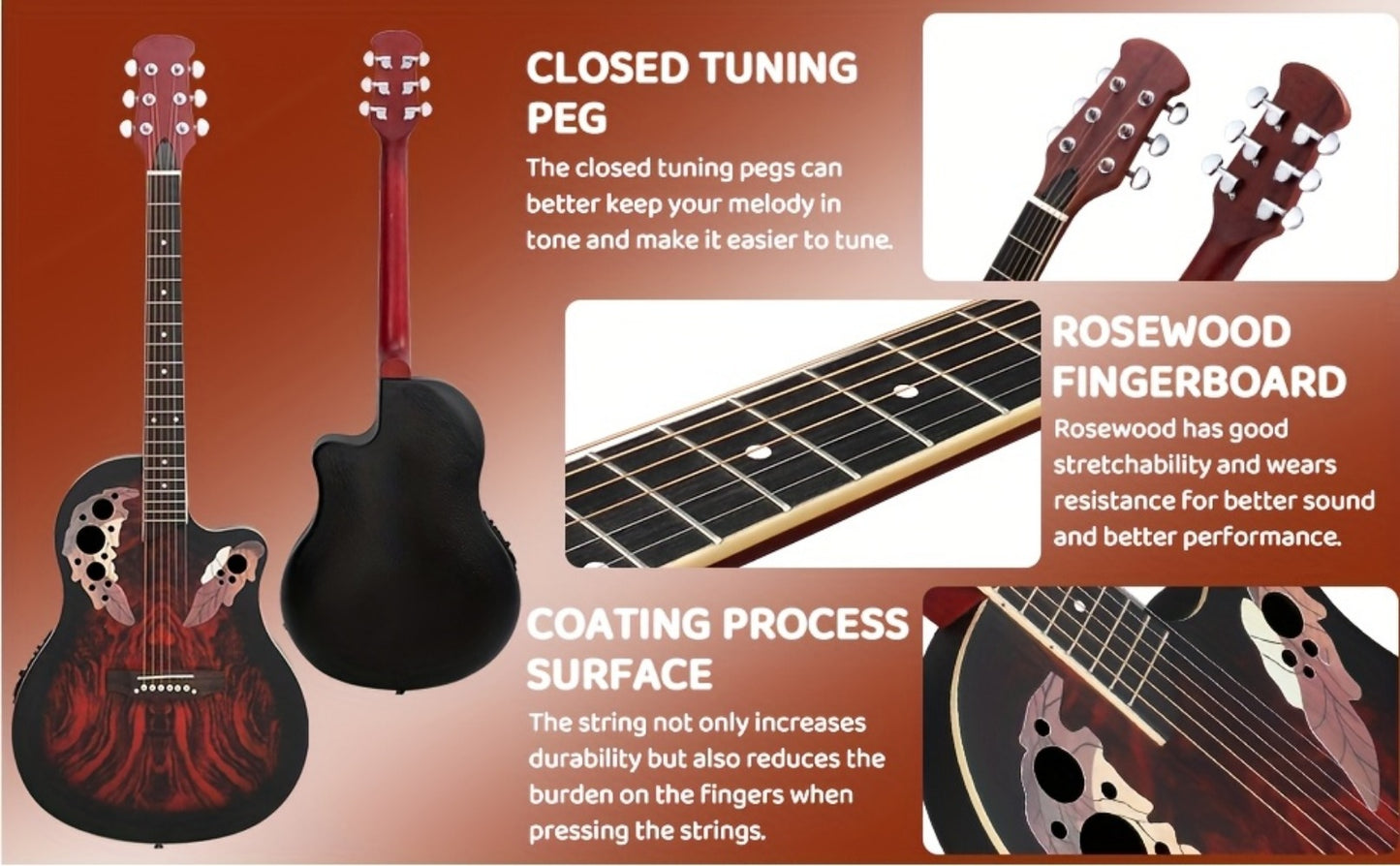 Acoustic Guitar, Adjustable, Full Size, Electric, 41-Inch for Lessons and Practice