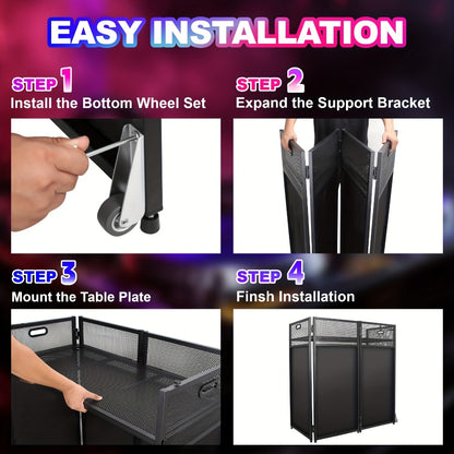 Portable DJ Booth, Portable, 5 inch, Facade for Supporting And Screening Dj Controllers